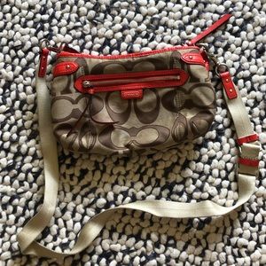 Coach Classic Logo Khaki and Burnt Orange Purse